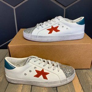 ~New W/O Box! Womens ChicMuse Trainer Sneaker Low White Goose Star European 41